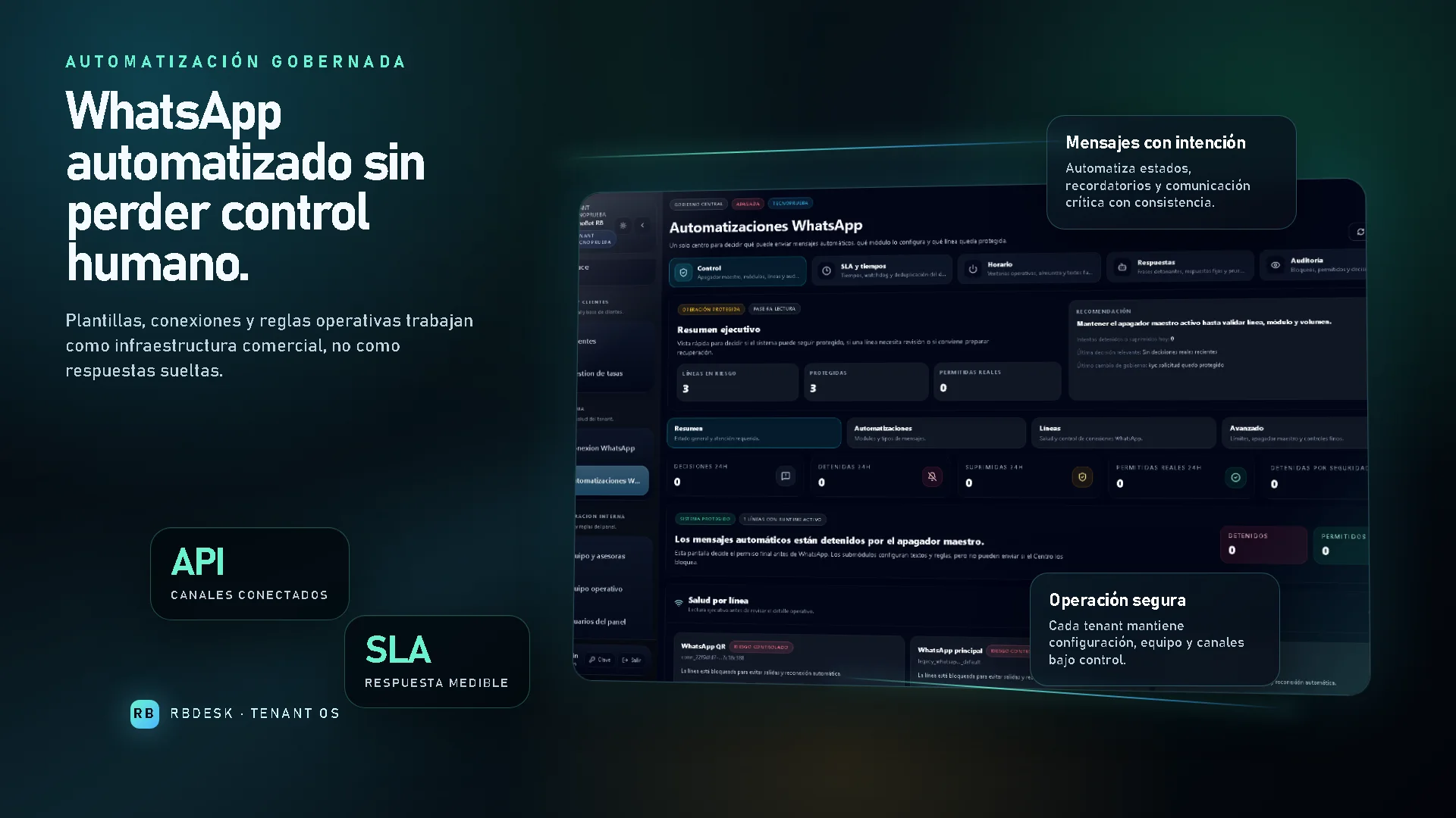 Automatización WhatsApp gobernada RBDesk